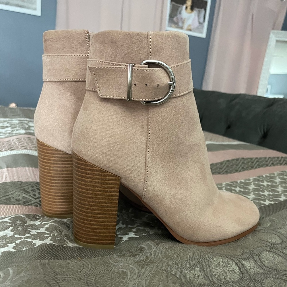 Pink suede ankle boots